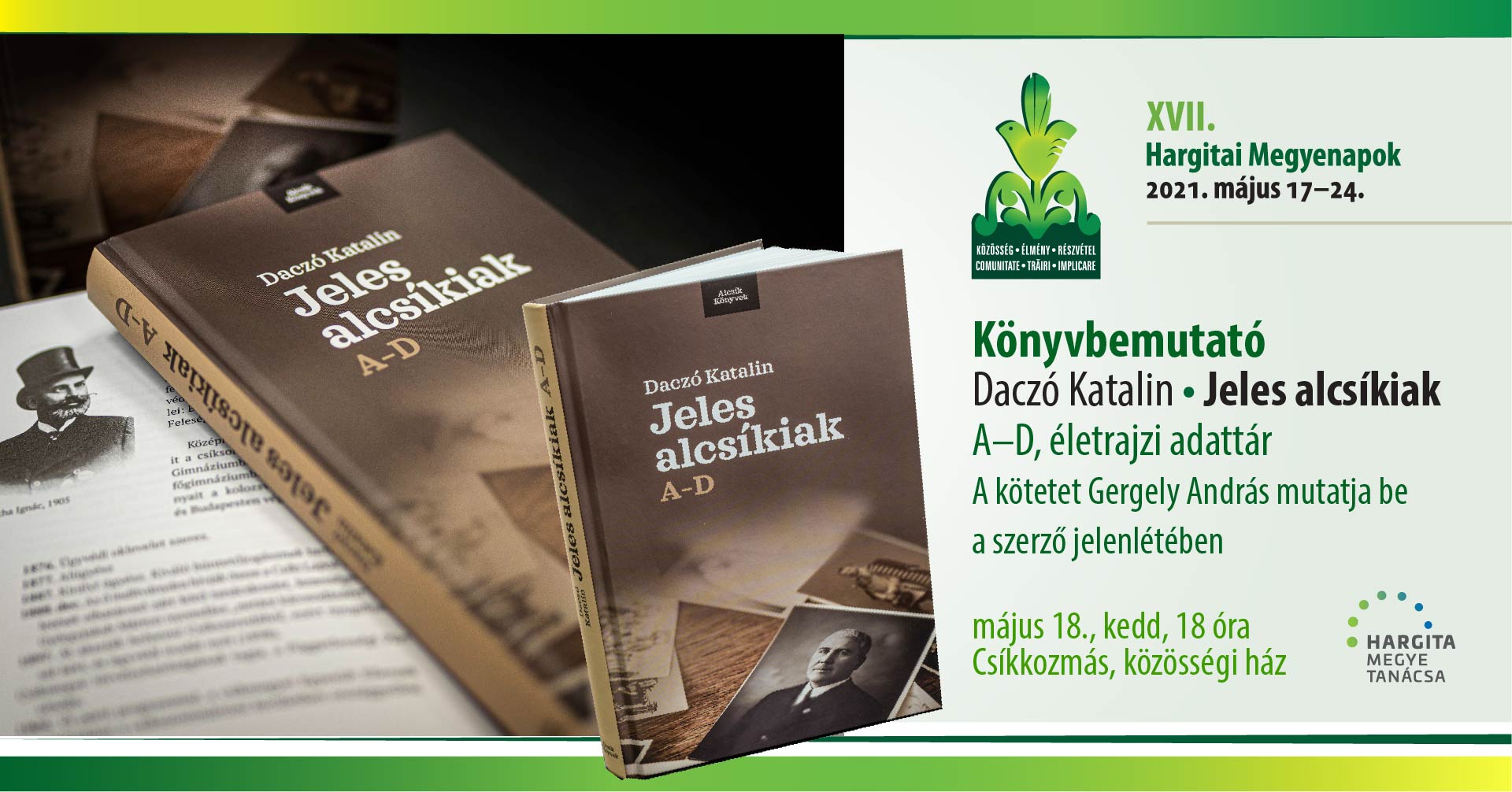 Könyvbemutató • Daczó Katalin: Jeles alcsíkiak A–D, életrajzi adattár