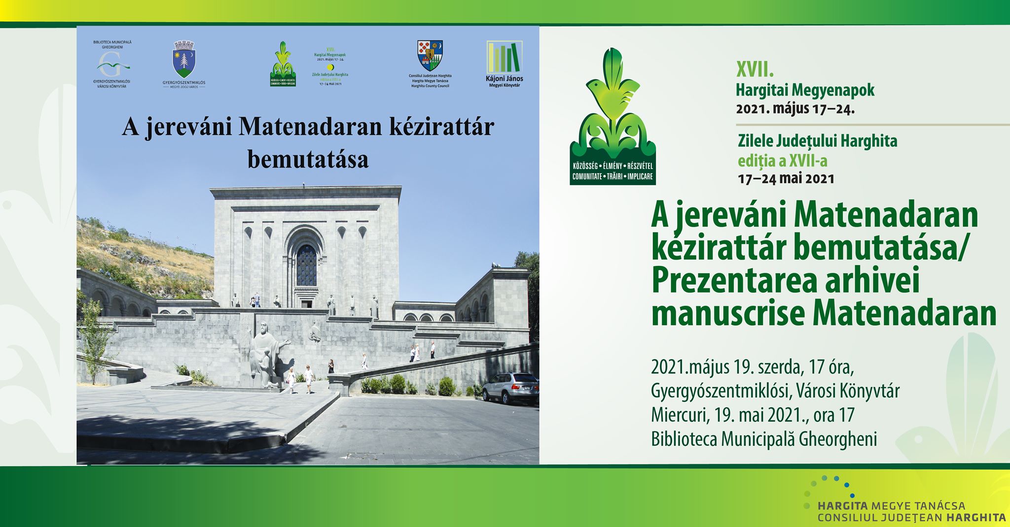 A jereváni Matenadaran kézirattár bemutatása – a Gyergyószentmiklósi Városi Könyvtár rendezvénye