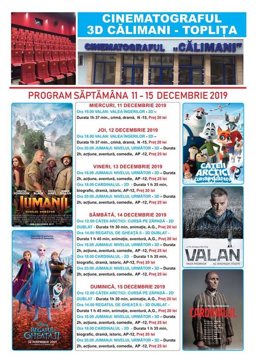 Cinema 3D Toplita - Program 13-15 decembrie 2019