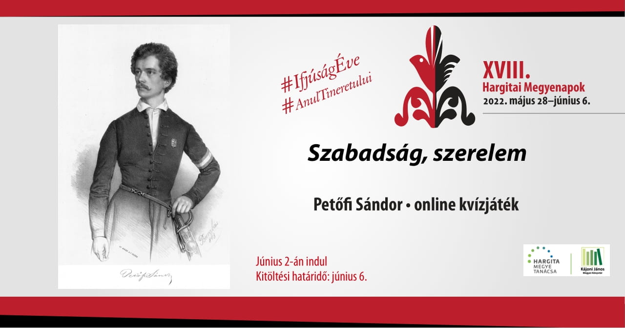 Szabadság, szerelem - Petőfi online kvízjáték - joc quiz din viaţa şi lucrările scriitorului centenar Petőfi Sándor.